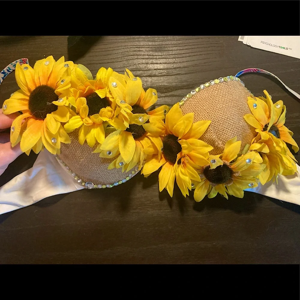 Handmade Sunflower Rave Bra - Picture 2 of 3
